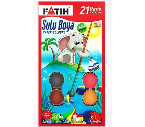 Fatih Sulu Boya 21 Renk Büyük Boy (Fırça Hediyeli) - 1