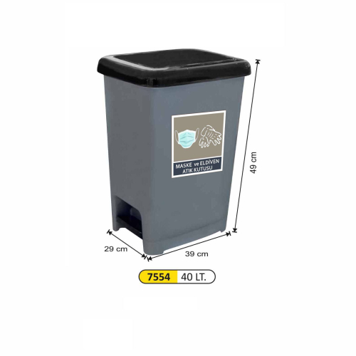 Garanti  7554 Maske Eldiven Atık Çöp Kutusu (40 Litre) - 1