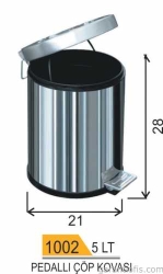 Garanti Metal 1002 Krom Pedallı Çöp Kovası (5 Lt)