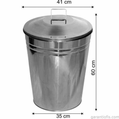 Garanti Metal 1267 Konik Paslanmaz Çöp Kovası (50 Litre) - 1