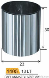 Garanti Metal 1405 Paslanmaz Metal Çöp Kovası (13 Lt) - Thumbnail