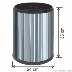 Garanti Metal 1417 Ofis Tipi Paslanmaz Krom Çöp Kovası (12 Litre)