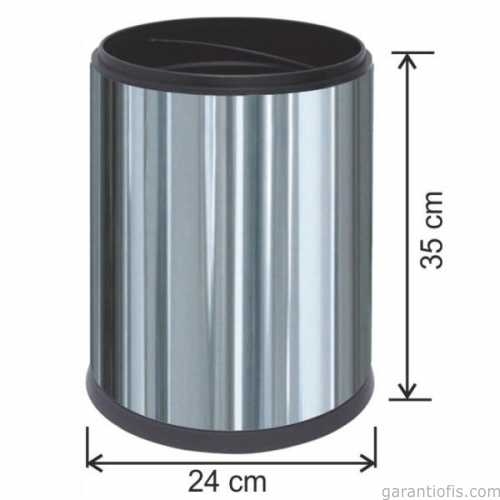 Garanti Metal 1417 Ofis Tipi Paslanmaz Krom Çöp Kovası (12 Litre) - 1