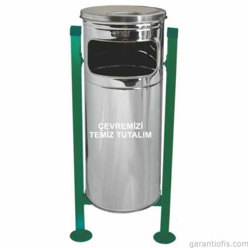 Garanti Metal 1713 Paslanmaz Kovalı Bahçe Tipi Çöp Kovası (34 Litre) - 1