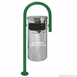 Garanti Metal 1714 Çengel Şeklinde Paslanmaz Bahçe Tipi Çöp Kovası (34 Litre)