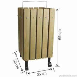 Garanti Metal 2100 Ahşap Kare Bahçe Tipi Çöp Kovası (45 Litre)