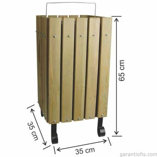 Garanti Metal 2100 Ahşap Kare Bahçe Tipi Çöp Kovası (45 Litre) - 1