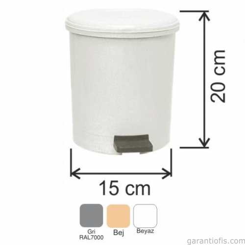 Garanti Metal 7135 Plastik İç Kovalı Yuvarlak Pedallı Çöp Kovası (3,5 Litre) - 1