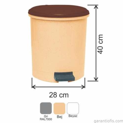 Garanti Metal 7138 Plastik İç Kovalı Yuvarlak Pedallı Çöp Kovası (25 Litre) - 1