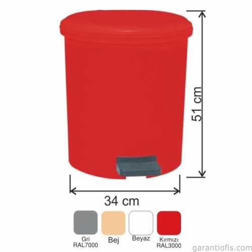 Garanti Metal 7139 Plastik İç Kovalı Yuvarlak Pedallı Çöp Kovası (40 Litre) - 1