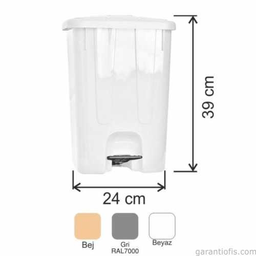Garanti Metal 7140 Plastik İç Kovalı Köşeli Pedallı Çöp Kovası (17 Litre) - 1