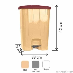Garanti Metal 7141 Plastik İç Kovalı Köşeli Pedallı Çöp Kovası (25 Litre)