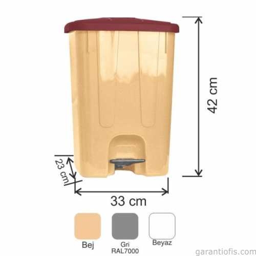 Garanti Metal 7141 Plastik İç Kovalı Köşeli Pedallı Çöp Kovası (25 Litre) - 1