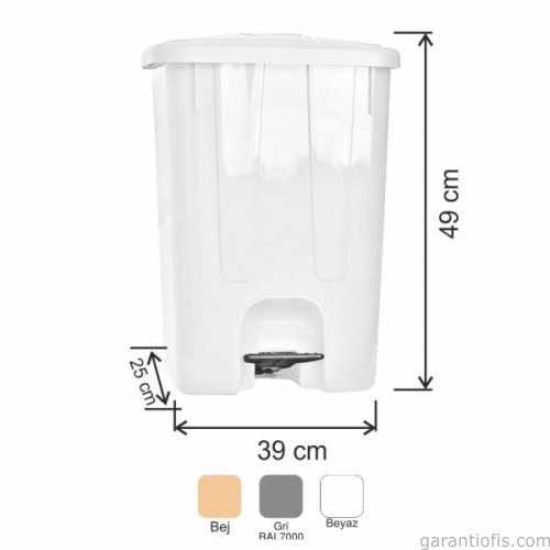 Garanti Metal 7142 Plastik İç Kovasız Köşeli Pedallı Çöp Kovası (40 Litre) - 1
