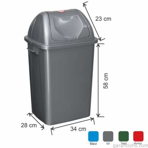 Garanti Metal 7400 Plastik Çatı Kapaklı Çöp Kovası (65 Litre) - 1