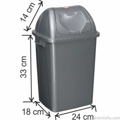 Garanti Metal 7402 Plastik Çatı Kapaklı Çöp Kovası (16 Litre) - 1
