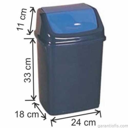 Garanti Metal 7406 Plastik İtme Kapaklı Çöp Kovası (16 Litre)