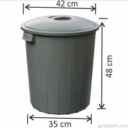 Garanti Metal 7485 Plastik Klasik Kapaklı Çöp Kovası (50 Litre) 