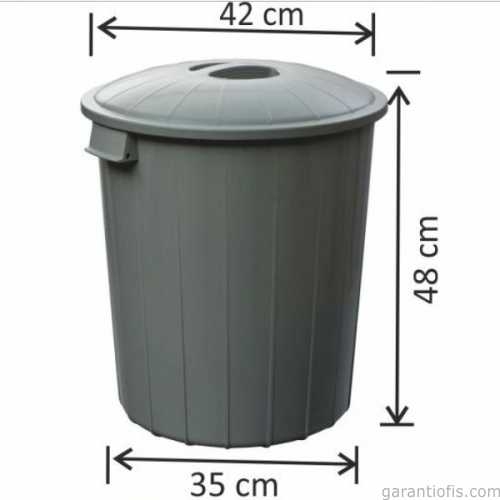Garanti Metal 7485 Plastik Klasik Kapaklı Çöp Kovası (50 Litre) - 1