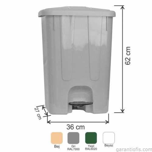 Garantil 7143 Plastik İç Kovasız Pedallı Çöp Kovası 65 Lt - 1