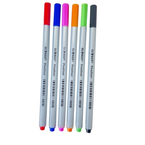 Globox Fineliner Kalem 6’lı Set 0,4mm | Renkli ve Keskin Çizim Deneyimi - 1