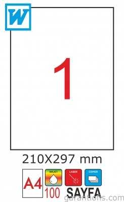 GoldMoon 2001 Laser A4 Sayfa Etiketi 210 x 297mm (100 lü Paket) - 1