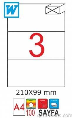 GoldMoon 2003 Laser A4 Sayfa Etiketi 210x99mm (100 lü Paket)