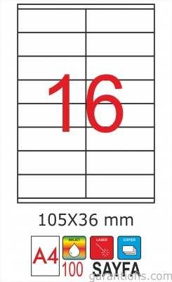GoldMoon 2007 Laser A4 Sayfa Etiketi 105x36mm (100 lü Paket) - 1