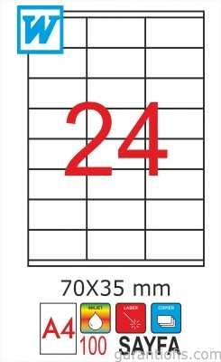 GoldMoon 2018 Laser A4 Sayfa Etiketi 70x35mm (100 lü Paket) - 1