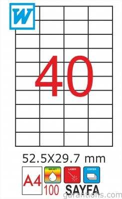 GoldMoon 2028 Laser A4 Sayfa Etiketi 52,5X29,7mm (100 lü Paket)