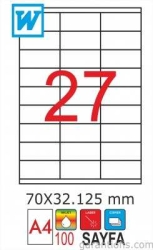 GoldMoon 2053 Laser A4 Sayfa Etiketi 70x32,125mm (100 lü Paket)