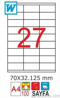 GoldMoon 2053 Laser A4 Sayfa Etiketi 70x32,125mm (100 lü Paket)