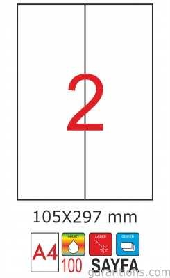 GoldMoon 2065 Laser A4 Sayfa Etiketi 105x297mm (100 lü Paket) - 1