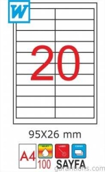 GoldMoon 2066 Laser A4 Sayfa Etiketi 95x26mm (100 lü Paket)