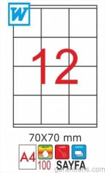 GoldMoon 2078 Laser A4 Sayfa Etiketi 70x70mm (100 lü Paket)