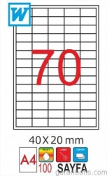 GoldMoon 2082 Laser A4 Sayfa Etiketi 40x20mm (100 lü Paket)