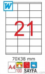 GoldMoon 2088 Laser A4 Sayfa Etiketi 70x38mm (100 lü Paket)