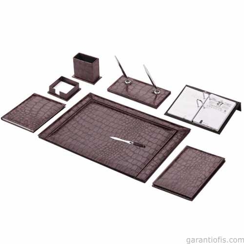 Gülpaş 250 Bordo Lüks Çerçeveli Sümen Takımı (Krokodil - 9 Parça) - 1