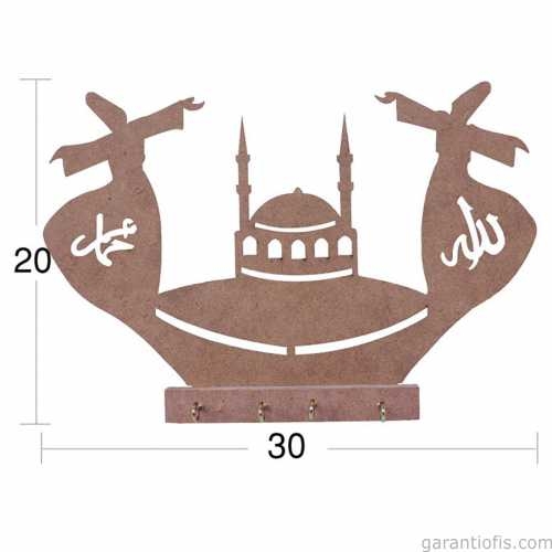 Hobi-art A 035 Boyanabilir Ahşap Anahtarlık Kutusu Obje (mevlana Ve Cami)