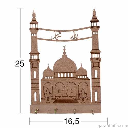 Hobi-art A 036 Boyanabilir Ahşap Anahtarlık Kutusu Obje (cami)