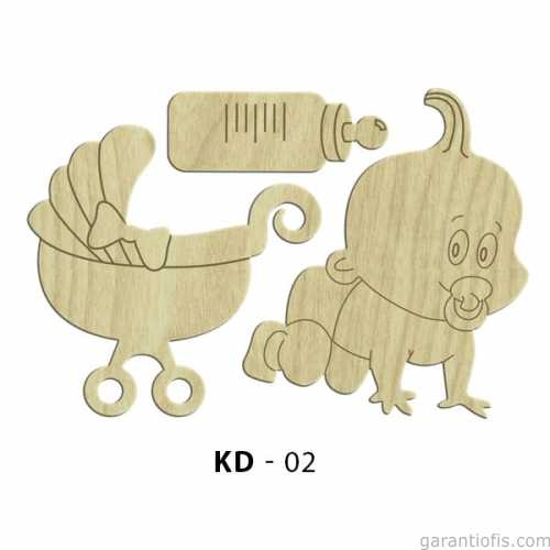 Hobi-Art KD 02 Bebek Seti Dekoratif Mini Ahşap Obje - 1