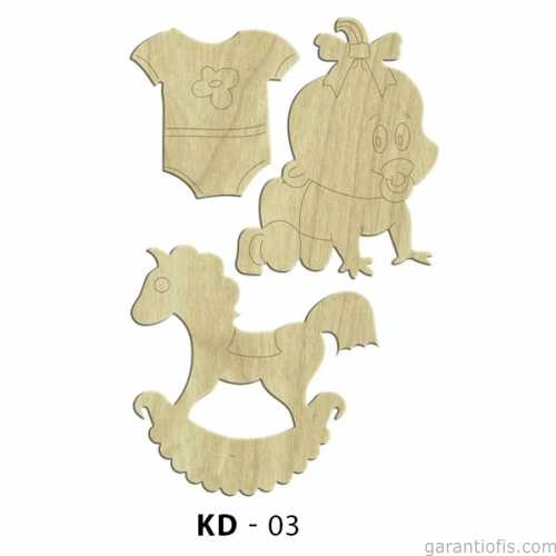 Hobi-Art KD 03 Bebek Seti Dekoratif Mini Ahşap Obje - 1