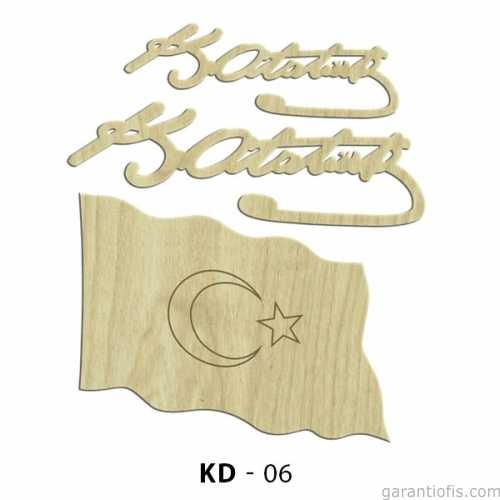 Hobi-Art KD 06 Kemal Atatürk ve Bayrak Dekoratif Mini Ahşap Obje - 1