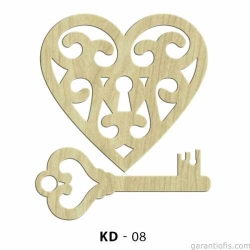 Hobi-Art KD 08 - Kalp ve Anahtar Dekoratif Mini Ahşap Obje