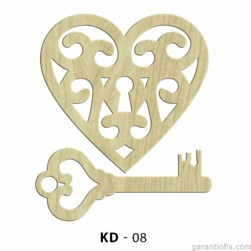 Hobi-Art KD 08 - Kalp ve Anahtar Dekoratif Mini Ahşap Obje - 1