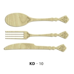 Hobi-Art KD 10 - Çatal Kaşık Bıçak Dekoratif Mini Ahşap Obje