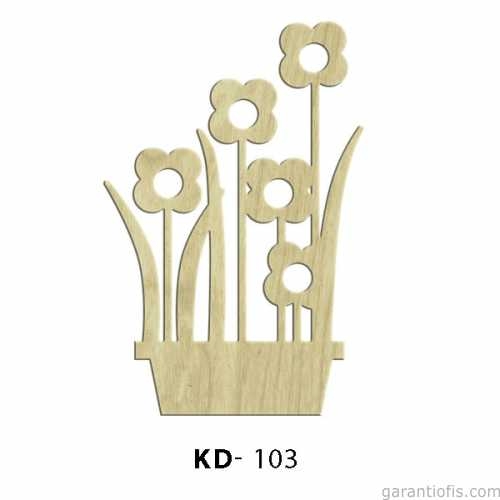 Hobi-Art KD 103 - Saksı ve Çiçekli Dekoratif Mini Figür Ahşap Süs Objeler - 1