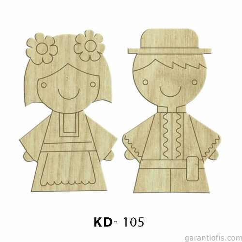 Hobi-Art KD 105 - Erkek ve Kadın Çifti Dekoratif Mini Figür Ahşap Süs Objeler - 1