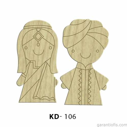 Hobi-Art KD 106 - Erkek ve Kadın Çifti Dekoratif Mini Figür Ahşap Süs Objeler - 1