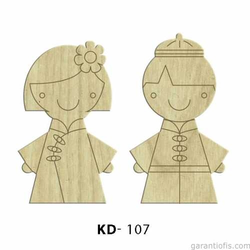 Hobi-Art KD 107 - Erkek ve Kadın Çifti Dekoratif Mini Figür Ahşap Süs Objeler - 1